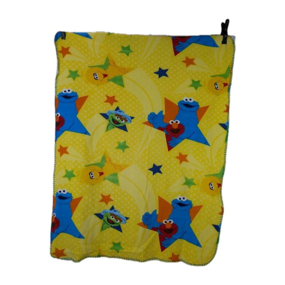Sesame Street Baby blanket yellow Elmo Oscar Cookie Monster Big Bird 44.5"x 33"